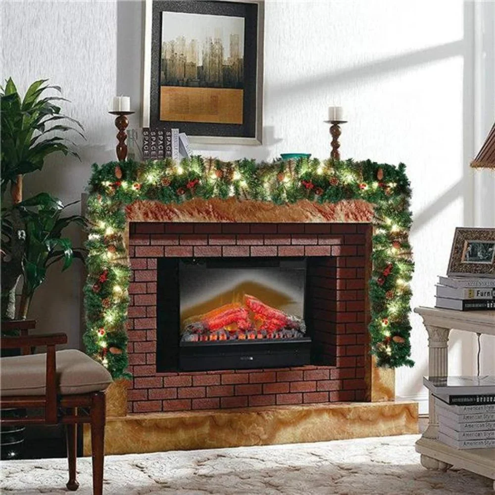9Ft Christmas Garland Prelit with 50 Lights, Christmas Decorations
